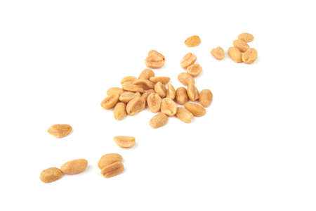 Salted peanuts isolated on a white backgroundの写真素材