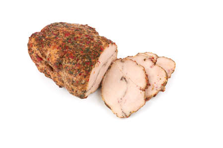 Baked meat isolated on a white backgroundの写真素材