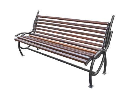 Park bench isolated over a white backgroundの写真素材