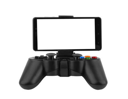 Video game controller isolated on white backgroundの写真素材