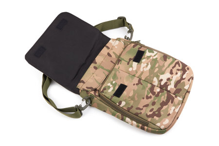 Shoulder bag military isolated on a white backgroundの写真素材