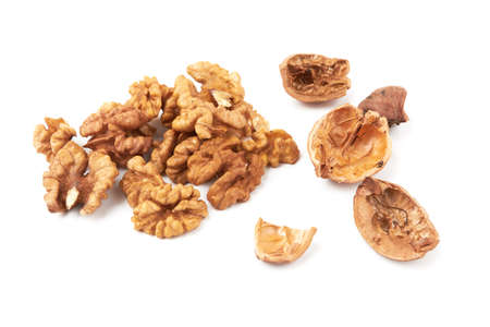 Walnuts isolated on a white backgroundの写真素材