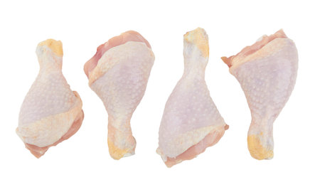 Chicken legs isolated on a white backgroundの写真素材