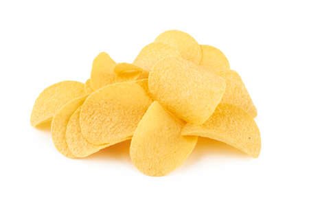 Potato chips isolated on a white backgroundの写真素材