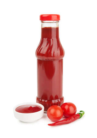 Bottle of ketchup isolated on a white backgroundの写真素材