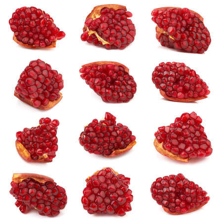 Sliced pomegranate path isolated on a white backgroundの写真素材