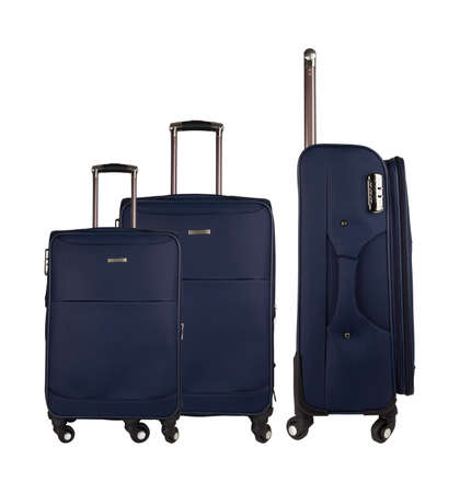 Blue suitcase isolated on a white backgroundの写真素材