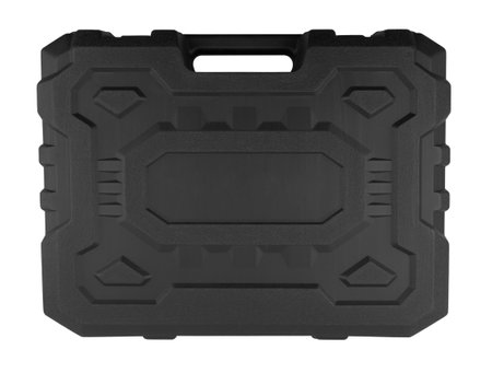 Plastic box with electric tool isolated on white backgroundの写真素材