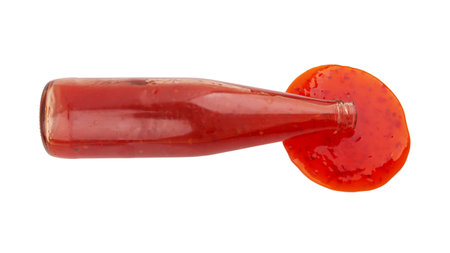 Bottle of ketchup isolated on a white backgroundの写真素材