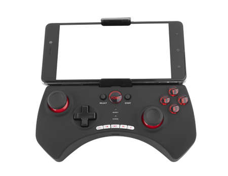 Video game controller isolated on white backgroundの写真素材