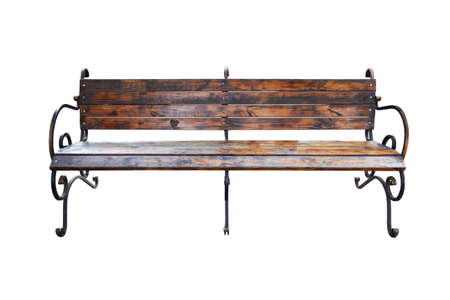 Park bench isolated over a white backgroundの写真素材