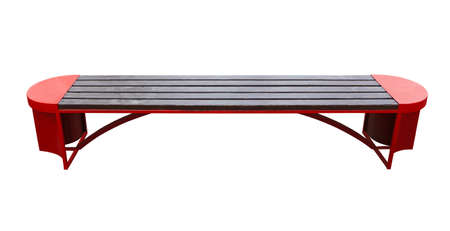 Park bench isolated over a white backgroundの写真素材