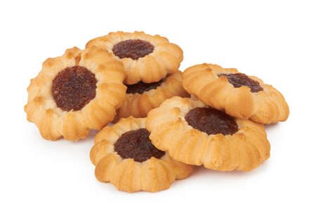 Jam ring biscuit isolated on white backgroundの写真素材