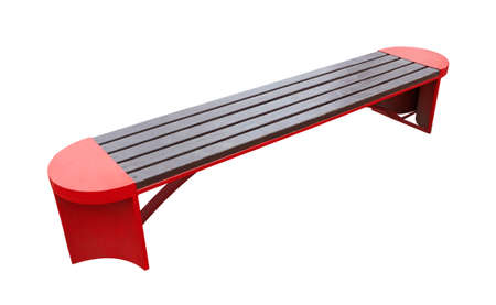Park bench isolated over a white backgroundの写真素材