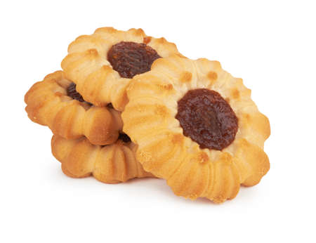 Jam ring biscuit isolated on white backgroundの写真素材