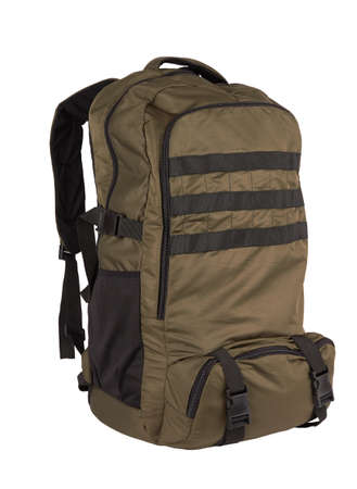 Camouflage backpack for the forest and military backpack isolated n whiteの写真素材