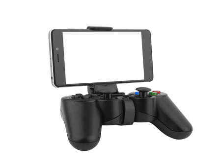 Video game controller isolated on white backgroundの写真素材