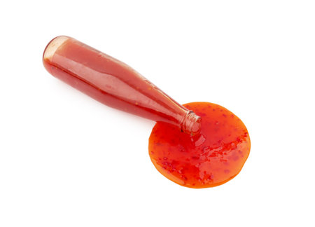 Bottle of ketchup isolated on a white backgroundの写真素材