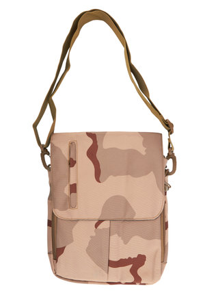 Shoulder bag military isolated on a white backgroundの写真素材