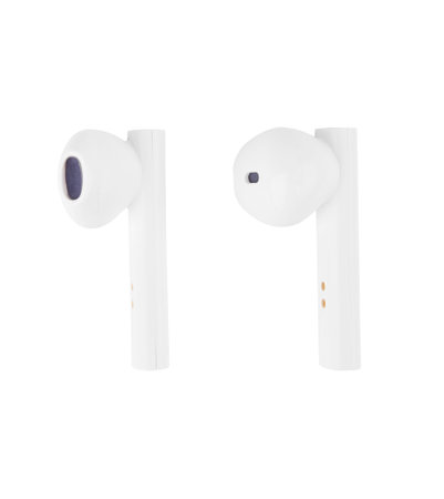 Wireless headphones isolated on a white backgroundの写真素材
