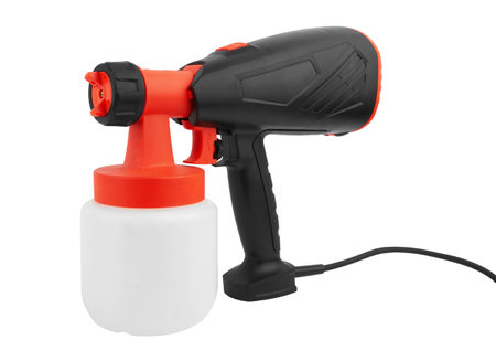Electric spray gun isolated on white backgroundの写真素材