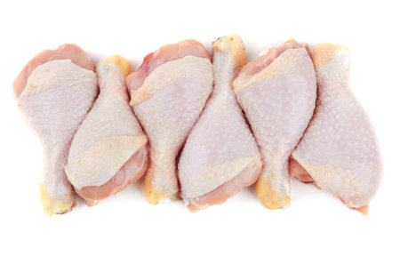 Chicken legs isolated on a white backgroundの写真素材
