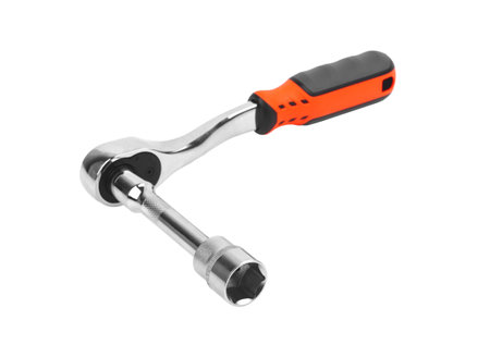 Wrench with ratchet isolated on white backgroundの写真素材