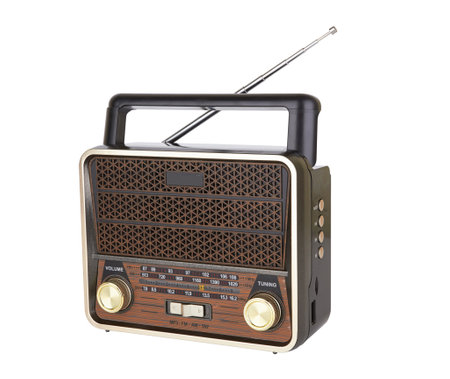 Radio retro portable receiver vintage object isolated white backgroundの写真素材