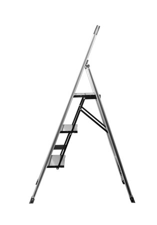 Metal folding ladder isolated on a white background.の写真素材