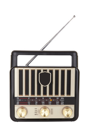 Radio retro portable receiver vintage object isolated white backgroundの写真素材
