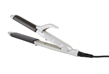 Electric curling iron isolated on white backgroundの写真素材