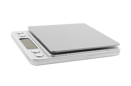 Portable electronic scale isolated on a white backgroundの写真素材