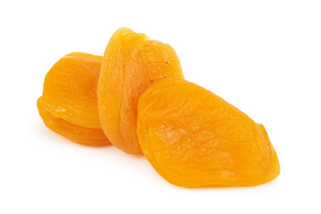 Dried apricots isolated on white backgroundの写真素材
