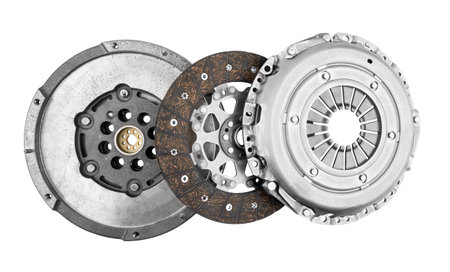 Car engine clutch isolated on white backgroundの写真素材