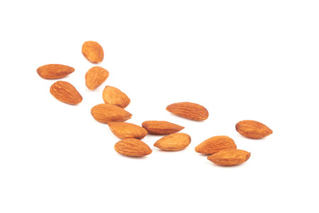 Almonds isolated on a white backgroundの写真素材