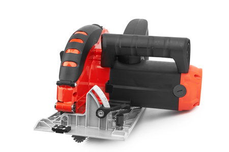 Power tools circular saw isolated on a white backgroundの写真素材