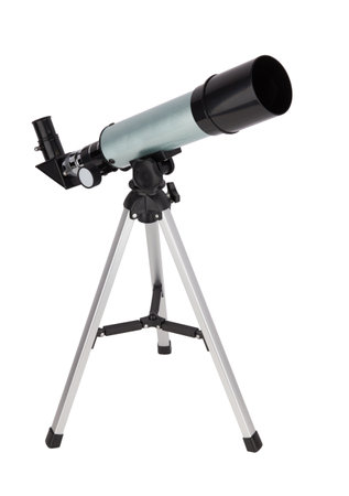 Modern telescope isolated on a white backgroundの写真素材