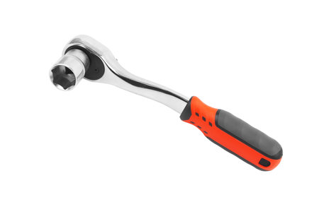 Wrench with ratchet isolated on white backgroundの写真素材
