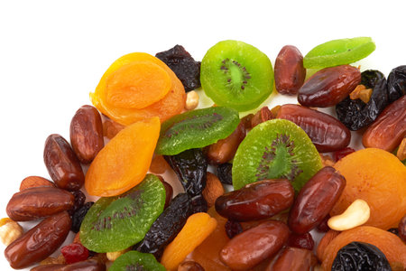 Dry fruits isolated on a white backgroundの写真素材