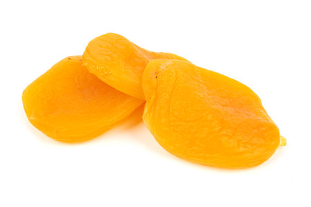 Dried apricots isolated on white backgroundの写真素材