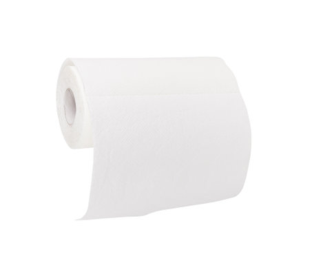 White paper towel rolls isolated on white backgroundの写真素材