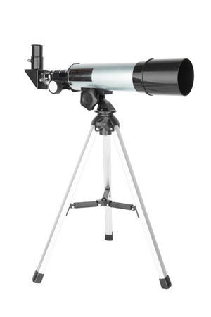 Modern telescope isolated on a white backgroundの写真素材