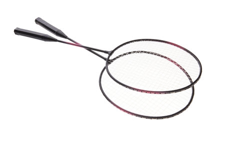 Badminton racket isolated on white backgroundの写真素材