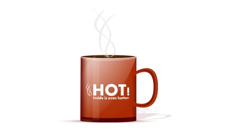 Red mug with the hot drink, isolated on a white backgroundのイラスト素材