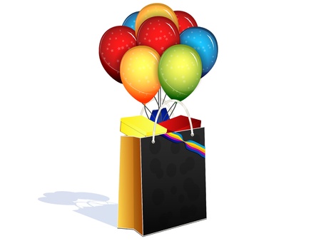package with gifts and balloons on a white backgroundのイラスト素材