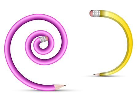 coloured pencils in the form of spirals on a white backgroundのイラスト素材