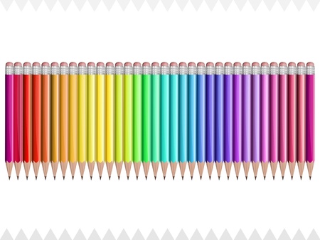 set of pencils of all rainbow colors on a white backgroundのイラスト素材