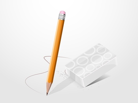 realistic pencil with an eraser, cleaning sketched lineのイラスト素材