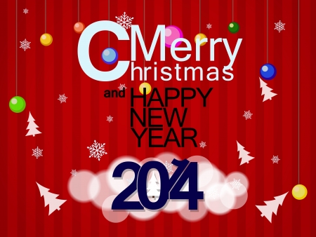 Beautiful red background on the topic of Christmas and new year 2014のイラスト素材