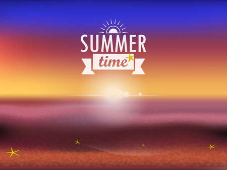 summer sunset on the shore of the warm seaのイラスト素材